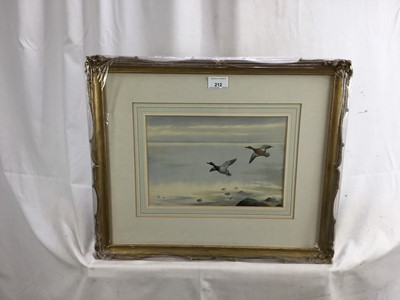Lot 212 - Philip Rickman (1891-1982) watercolour and gouache - Mallard in Flight, signed, 19cm x 28cm, in glazed gilt frame
