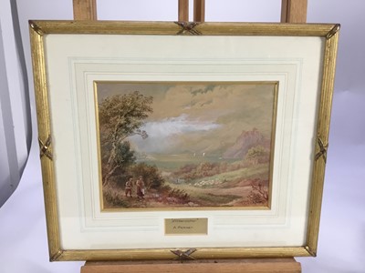 Lot 51 - A. Pernet, late 19th century, pair of watercolours of Derwentwater and Ellterwater, signed, 15cm x 20cm, in glazed gilt frames