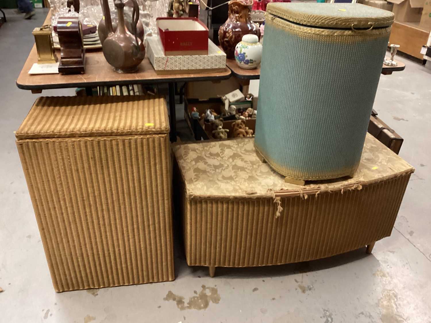 Lot 1169 - 1930s Lloyd Loom blanket box, ditto linen box and a 1930s loom linen box (3)