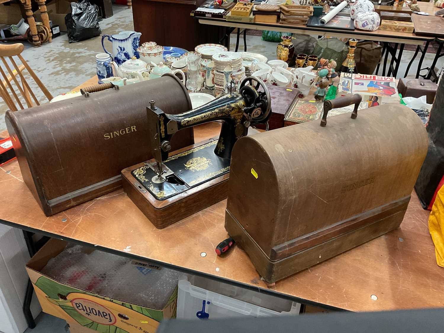 Lot 427 Two antique Singer hand sewing machines