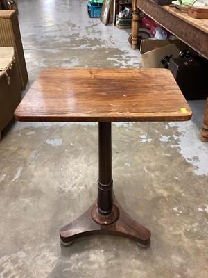 Lot 1040 - Regency rosewood wine table with rectangular top on turned column and trefoil base, 50cm wide, 39cm deep, 72.5cm high