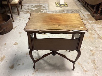 Lot 1076 - Edwardian mahogany tea table with folding flaps and oak hall chair (2)