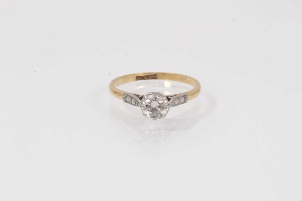Lot 503 - Diamond single stone ring with a brilliant cut diamond estimated to weigh approximately 0.40cts in platinum setting on 18ct gold shank
