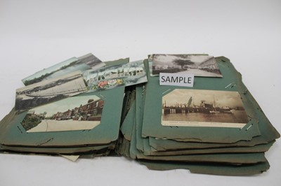 Lot 1445 - Postcard accumulation in tins and album including Collection of real photographic First World War era postcards, together with cigarette cards and other ephemera.