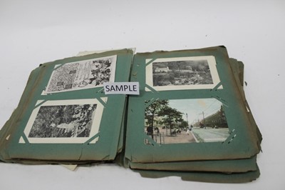 Lot 1445 - Postcard accumulation in tins and album including Collection of real photographic First World War era postcards, together with cigarette cards and other ephemera.
