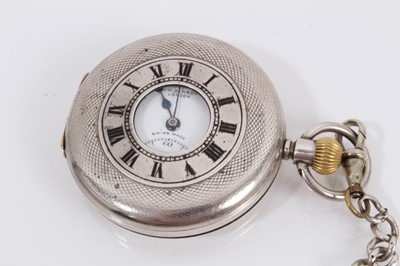 Lot 859 - Silver half hunter pocket watch retailed by J.W. Benson