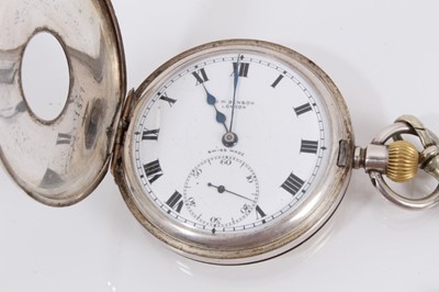Lot 859 - Silver half hunter pocket watch retailed by J.W. Benson