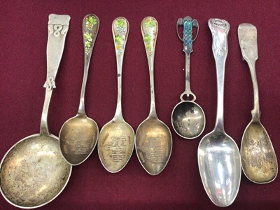 Lot 862 - Group of silver and white metal spoons and a silver sugar sifter