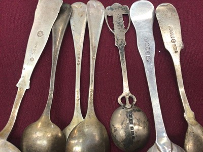 Lot 862 - Group of silver and white metal spoons and a silver sugar sifter