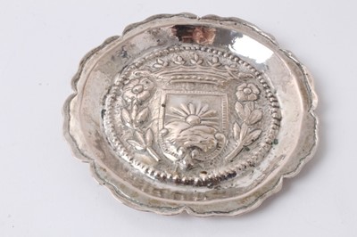 Lot 243 - Two antique silver/white metal dishes, possibly Spanish Colonial.