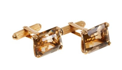 Lot 456 - Pair of gem-set gold cufflinks (tests as approximately 18ct gold)