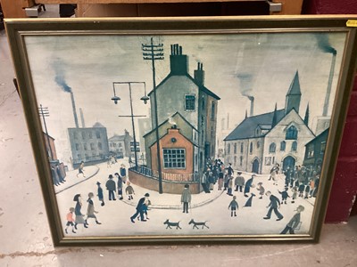 Lot 356 - Pair of oil paintings, possibly Jim Thompson Art Centre, Marion Gill oil painting of Edinburgh in Springtime, Tretchikoff print of the Lost Orchid and two Lowry prints (6)