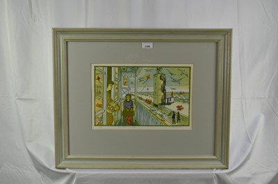 Lot 1125 - *Richard Bawden (b.1936) signed limited edition print - Crag Path, Aldeburgh, 22cm x 35cm, 7/85, mounted in glazed frame