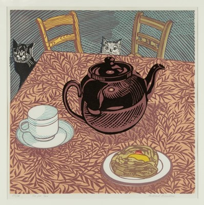 Lot 1123 - *Richard Bawden (b.1936) signed limited edition print - Tea For Two, 52/75, 45cm x 45cm, in glazed frame