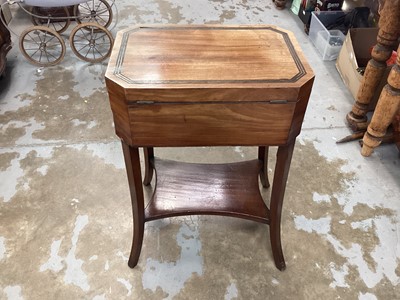 Lot 59 - 19th century mahogany teapoy with brass inlay