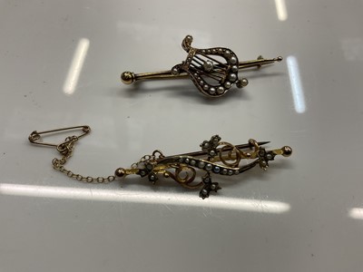 Lot 850 - Two Victorian gold and seed pearl brooches