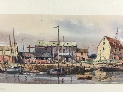 Lot 161 - Carriage print from a watercolour by Jack Marriott - Woodbridge Suffolk, 15cm x 41cm in original glazed frame