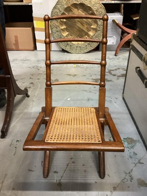 Lot 1062 - Victorian folding ladder back chair with cane seat