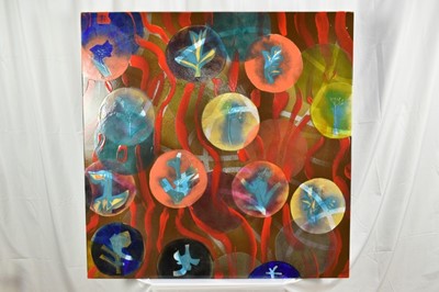 Lot 1292 - Dale Devereux Barker (b.1962), Vitrous enamel on steel, Untitled, signed and dated 2001 verso, 100cm square