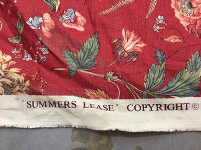 Lot 358 - G.P. & J. Baker Ltd 'Summer Lease' fabric roll, together with Beryl Cook and other prints and a set of four Kensington Crystal glasses