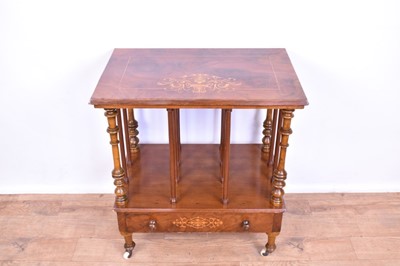 Lot 1250 - Victorian walnut and boxwood inlaid Canterbury