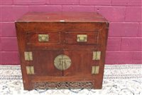 Lot 1418 - Antique Japanese elm cupboard with two drawers...