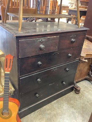 Lot 1068 - Victorian stained pine chest of two short and three long graduated drawers, 104cm wide, 55cm deep, 112cm high