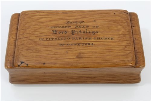 Lot 719 - Victorian oak rectangular snuff box inscribed...