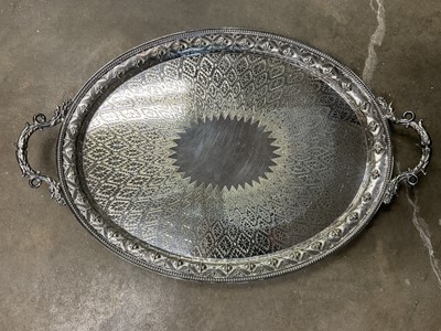 Lot 524 - Victorian silver plated twin handled tray