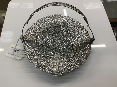 Lot 825 - Indian silver swing handled dish