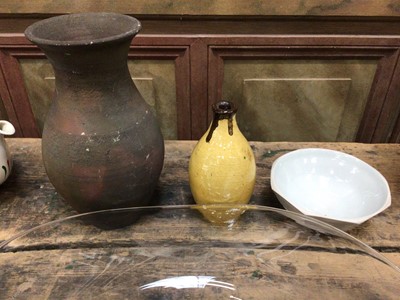 Lot 29 - A group of Studio pottery, and a large glass dish