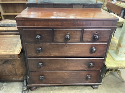 Lot 1083 - George IV mahogany chest of three short and three long graduated drawers, 103cm wide, 52cm deep, 106.5cm high