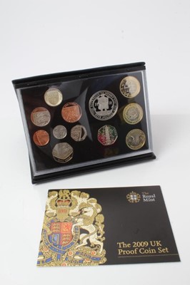 Lot 163 - G.B. - Royal Mint twelve coin proof set 2009 (N.B. Black leather case) to include 'Kew Gardens' 50p (1 coin set)