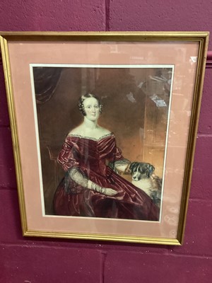Lot 82 - English School mid 19th century an interior scene with an elegant lady and her dog, watercolour, in gilt frame 50 x 40cm