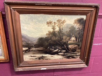 Lot 97 - English School 19th century, a river landscape, oil on board 48 x 58cm