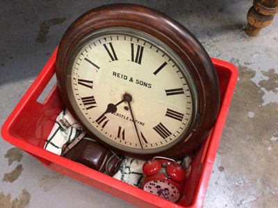 Lot 51 - A Reid & Sons Newcastle on Tyne cased wall clock, with an alarm clock and a camera