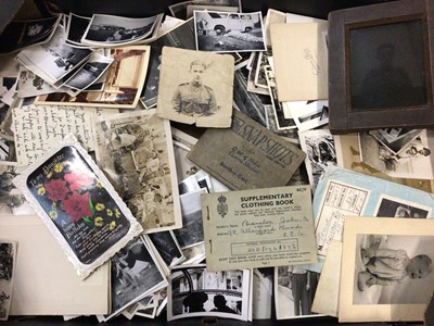 Lot 332 - Two boxes of old photographs, postcards, albums and books