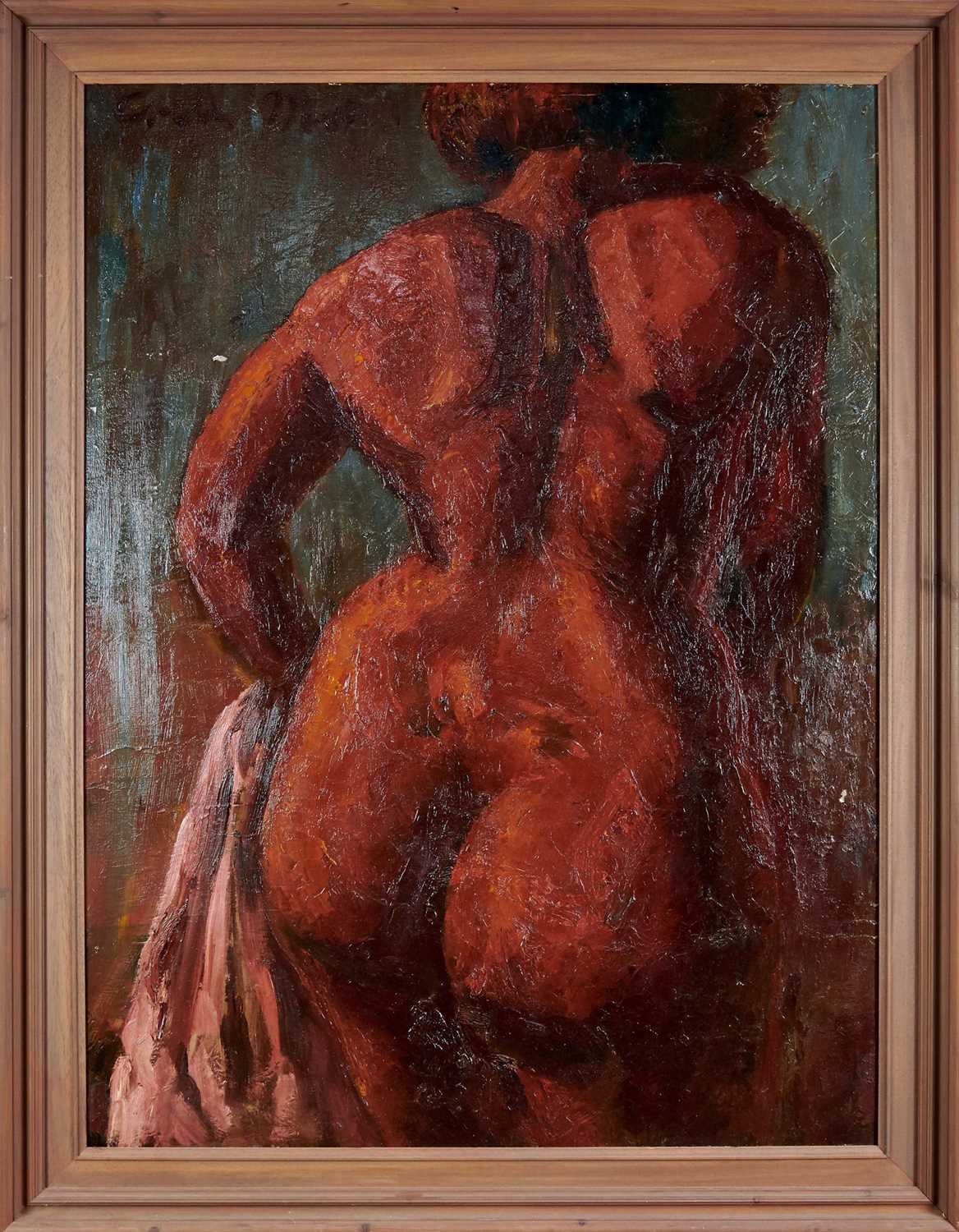 Lot 942 - *Colin Moss (1914-2005) oil on board - Female Nude, signed, 121cm x 90cm, framed