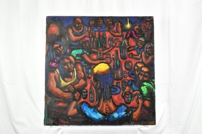 Lot 943 - *Colin Moss ARCA (1914-2005) oil on canvas - Last Supper, signed, 77cm x 77cm, unframed