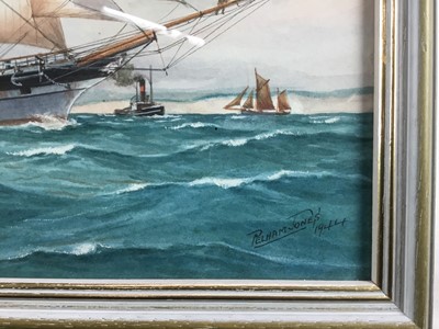Lot 45 - Pelham Jones (c.1890-c.1950) pair of watercolours - Clippers Crusader and Harbinger at Sea, both signed and dated 1944, 26cm x 38cm, in glazed frames