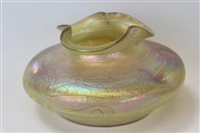 Lot 2006 - Loetz-style iridescent glass vase of squat...