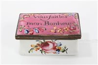 Lot 715 - 18th century Staffordshire enamel box, circa...