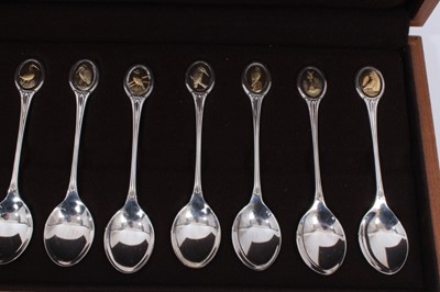 Lot 881 - Cased set of twelve RSPB silver teaspoons