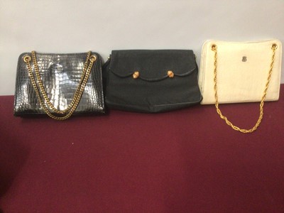 Lot 2094 - 1930s handbags once belonging to Etti Plesch, née Maria Gräfin von Wurmbrand-Stuppach,(1914 - 2003) countess, socialite  and racehorse owner.  Two of the handbags have her monogram attached.