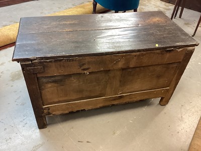 Lot 60 - Antique oak coffer with carved panelled front, 113cm wide, 54cm deep, 63cm high