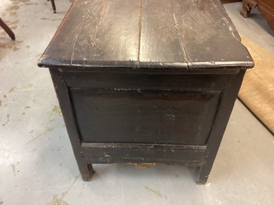 Lot 60 - Antique oak coffer with carved panelled front, 113cm wide, 54cm deep, 63cm high