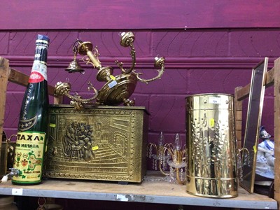 Lot 729 - Brass coal box and sundries