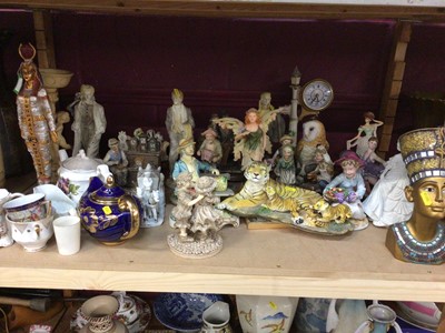 Lot 730 - Collection of decorative ornaments, china,glassware and sundries - 8 shelves plus