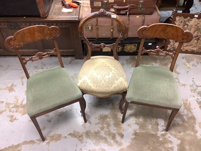 Lot 1242 - Pair of 19th century mahogany chairs with decorative bar backs, together with a Victorian balloon back chair