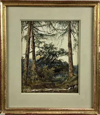 Lot 174 - The Bishop of Uganda, watercolour - wooded landscape, label verso, 18cm x 14cm, in glazed gilt frame